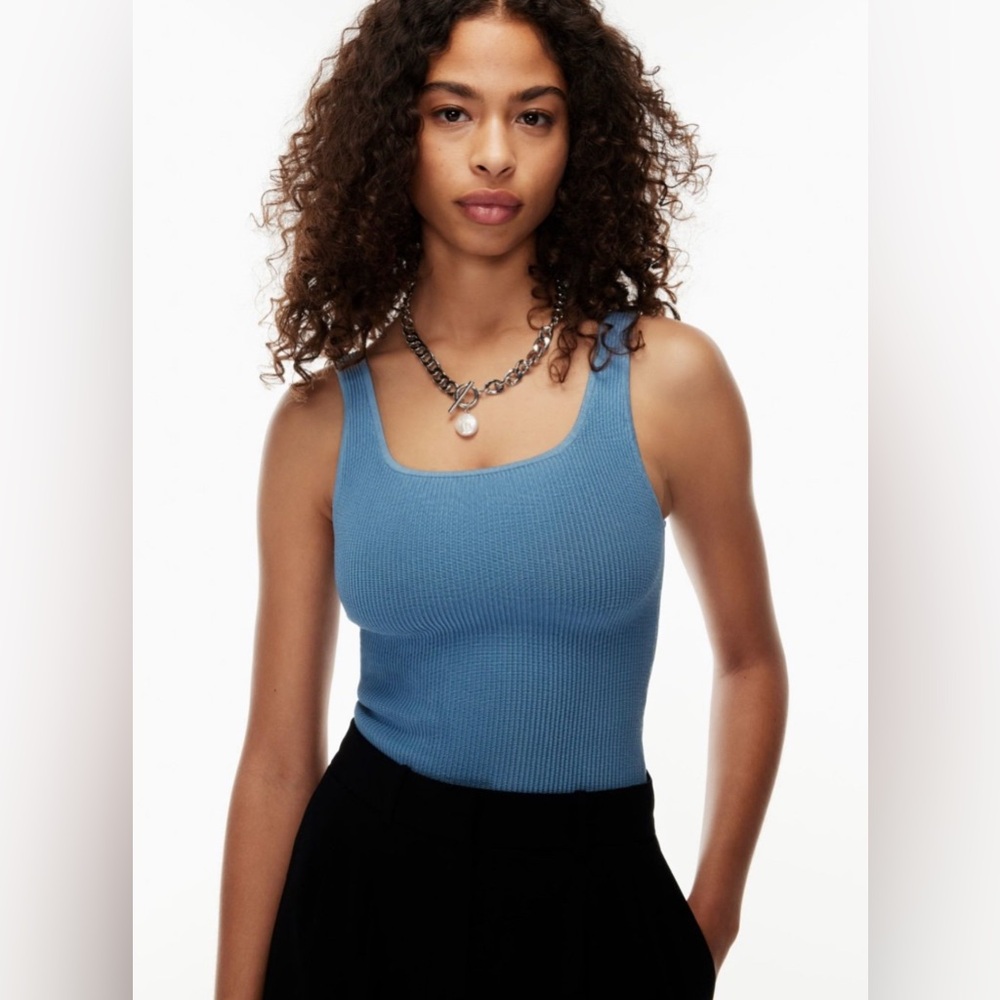 Aritzia Babaton Sculpt Knit Squareneck Tank Women Ribbed Top